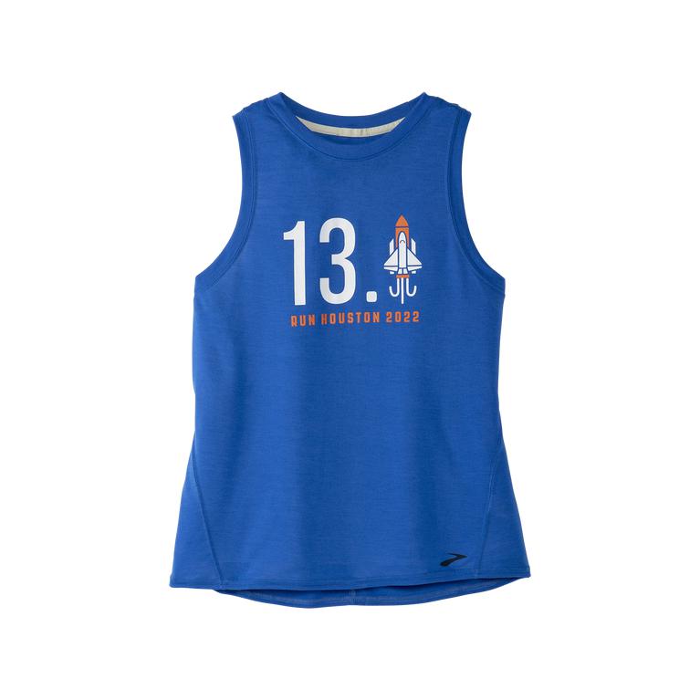 Brooks Women's HOUSTON22 DISTANCE GRAPHIC Running Tank Top - Heather Bluetiful/13.1 Rocket - Canada